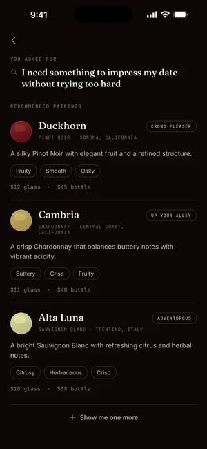 sommelai pairings results: three wines ranked from crowd-pleaser to up your alley to adventurous